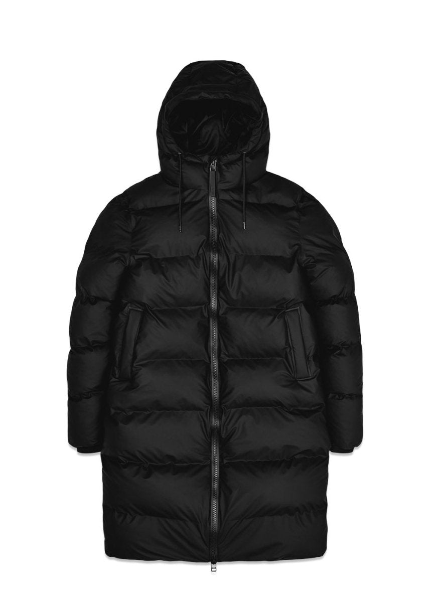 Rains' Long Puffer Jacket - Black. Køb dunjakker||regnjakker||vinterjakker her.