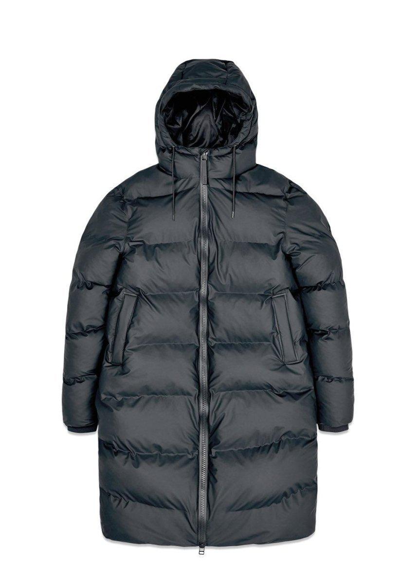 Rains' Long Puffer Jacket - Slate. Køb dunjakker||vinterjakker her.