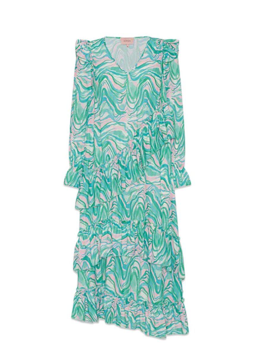 HUNKØN's Mabel Dress - Green Swirl Art Print. Køb kjoler her.
