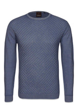 Oscar Jacobsons Malte Roundneck - Blue. Køb strik her.