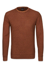 Oscar Jacobsons Malte Roundneck - Brown. Køb strik her.