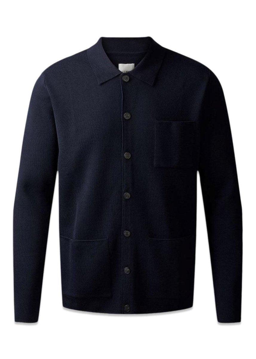 Clippers Manchester Cardigan Polo Colla - Dark Navy. Køb strik her.