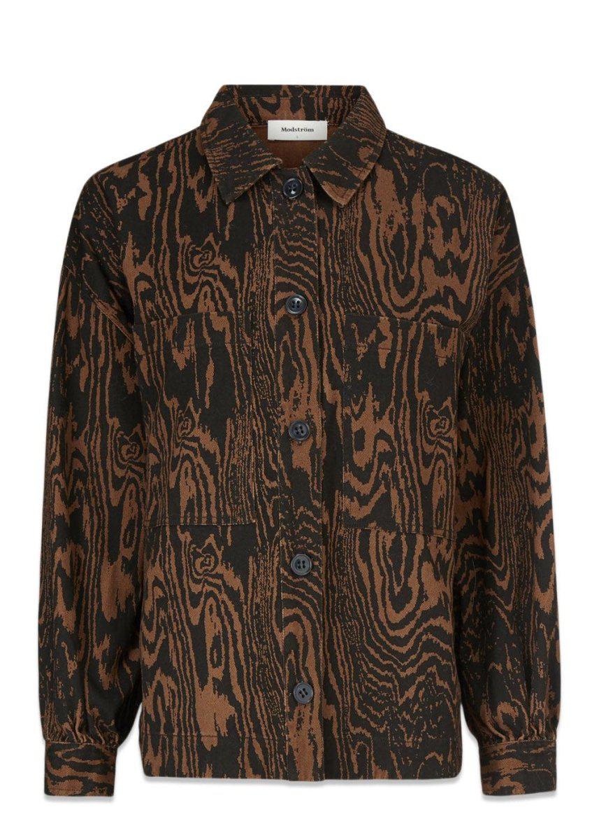 Modströms Mateo print shirt - Pecan Wood. Køb blouses her.