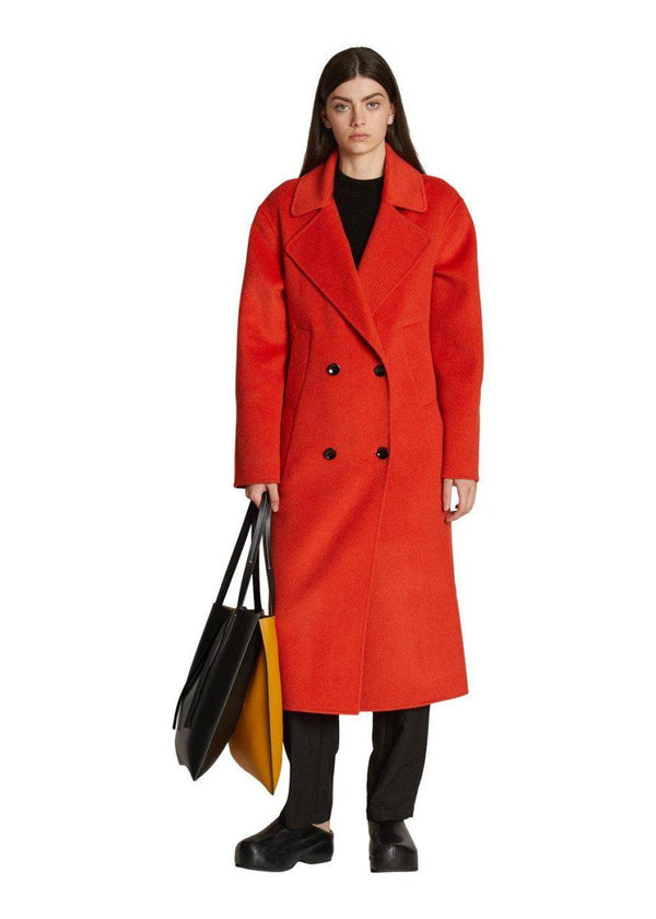 Proenza Schoulers Melton Double Face Coat - Vermillion Melange. Køb overtøj her.