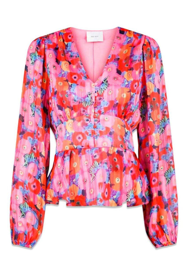 Neo Noirs Meryl Magical flower Blouse - Pink. Køb blouses her.