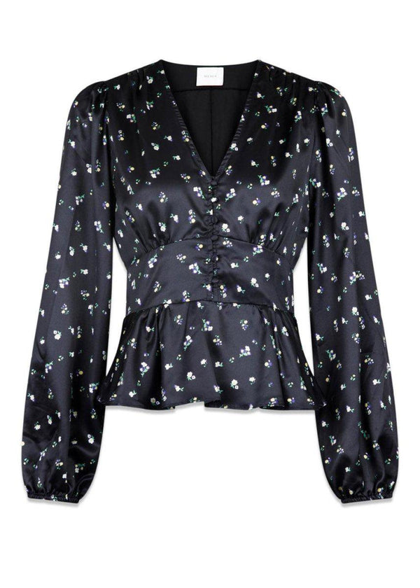 Neo Noirs Meryl Midnight Flower Blouse - Black. Køb blouses her.