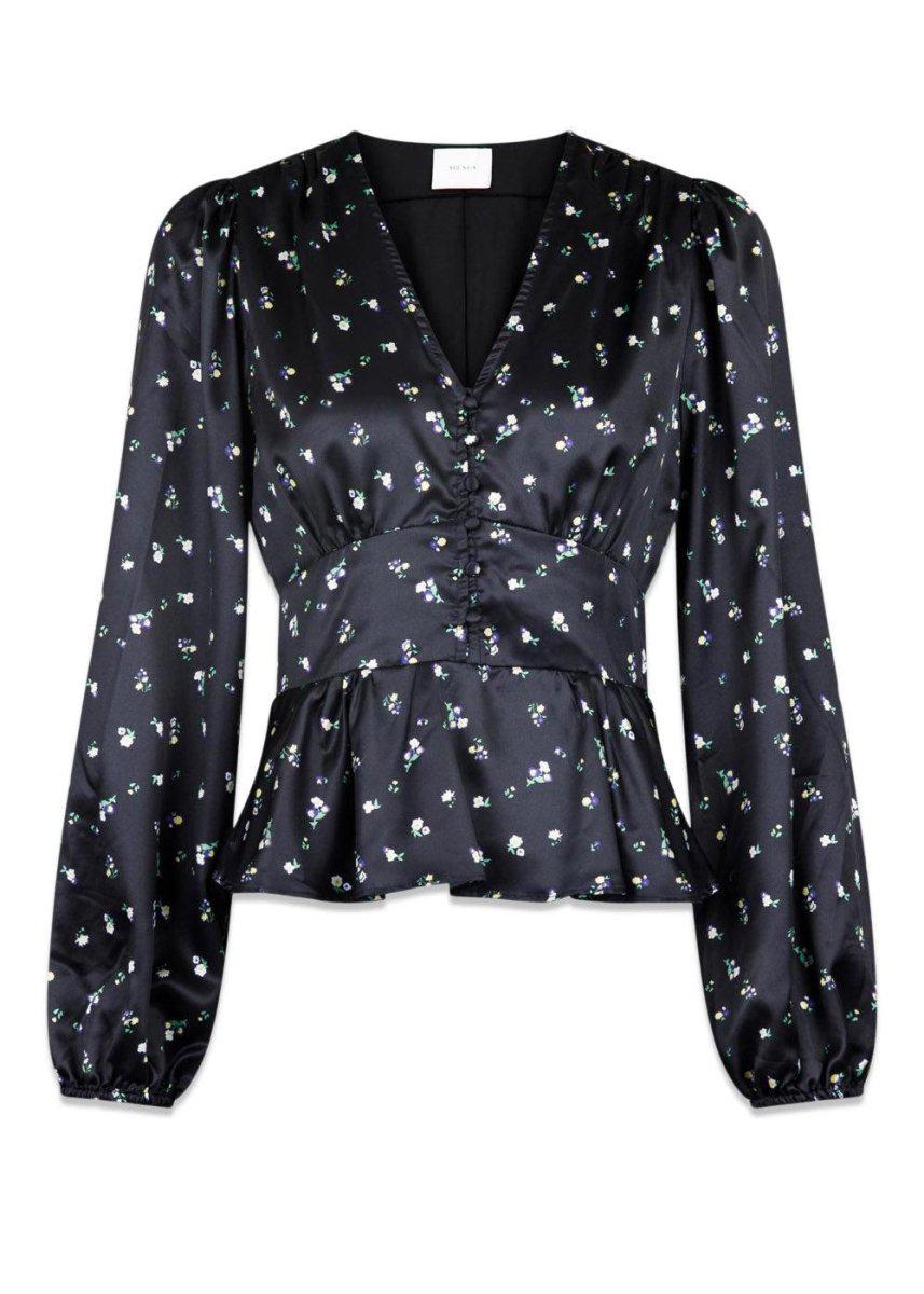 Neo Noirs Meryl Midnight Flower Blouse - Black. Køb blouses her.