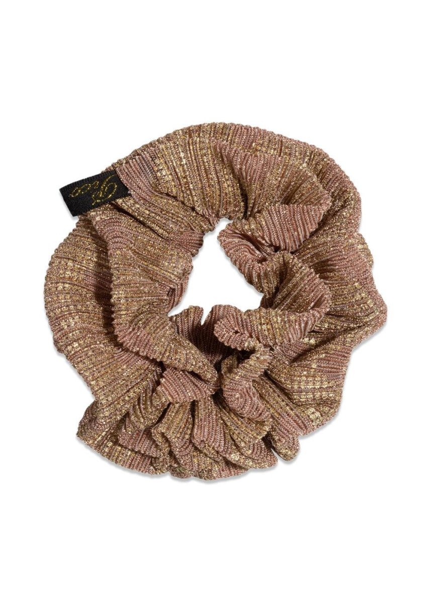 PICO's Metallic Flaese Scrunchie - Powder/Gold. Køb håraccessories her.