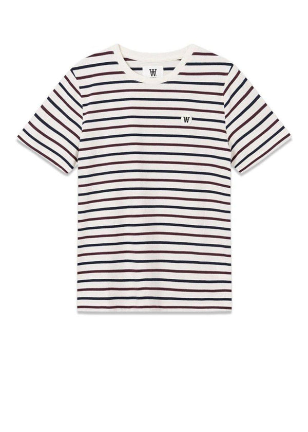 Wood Woods Mia stripe T-Shirt - Off-White/Burgundy Stripes. Køb t-shirts her.
