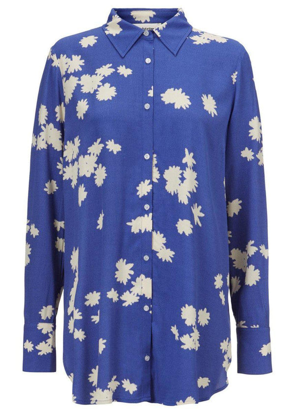 Modströms Mina print shirt - Wind Flower Blue. Køb blouses her.