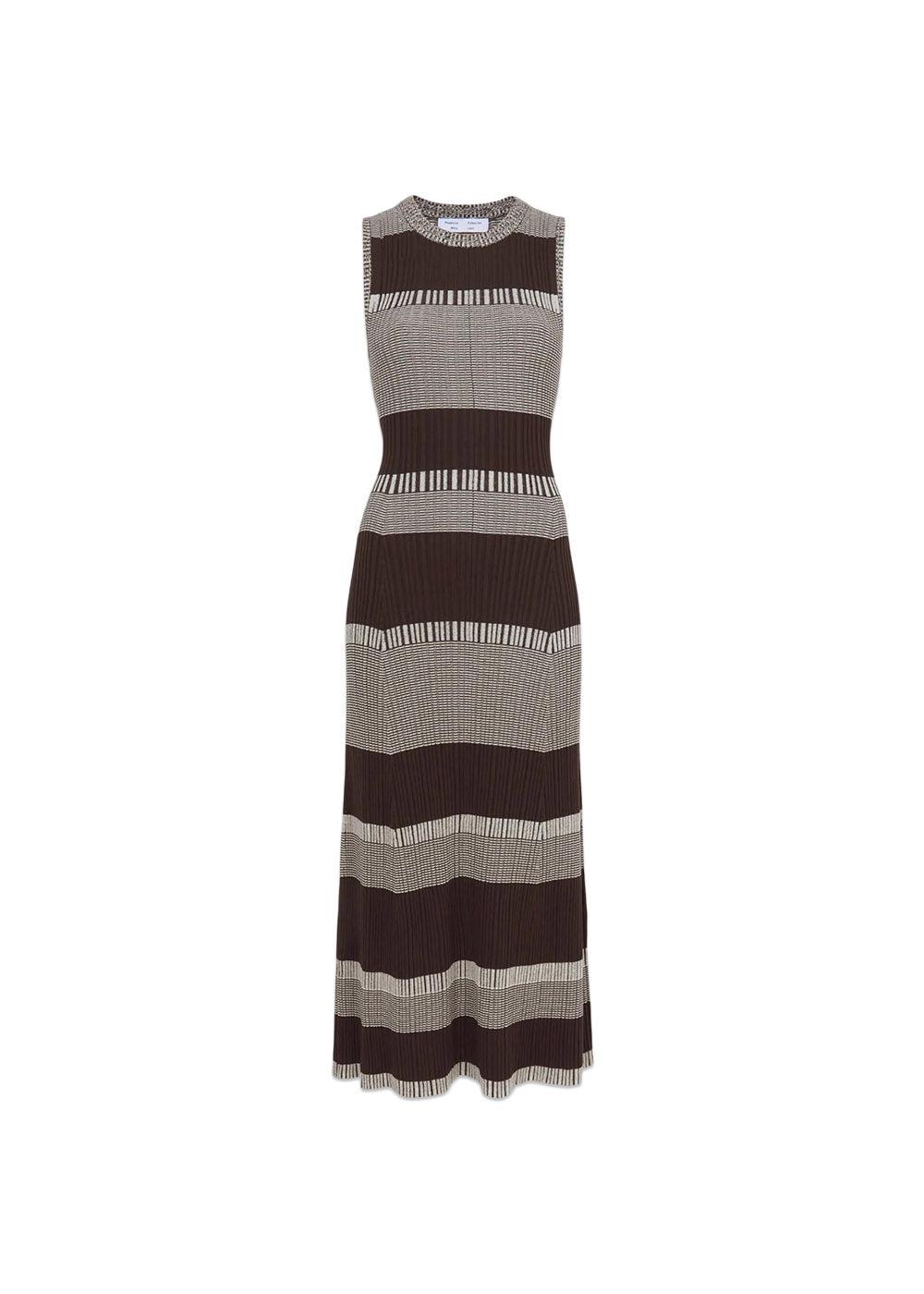 Proenza Schoulers Mini Stripe Sleeveless Knit Dress - Dark Brown/Off White. Køb kjoler her.