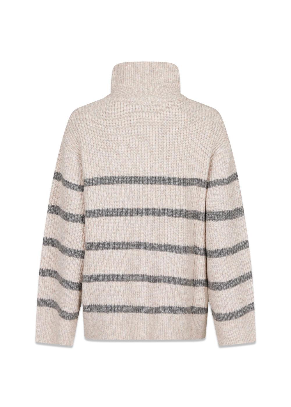 Nevena Stripe Knit Blouse - Sand/Grey