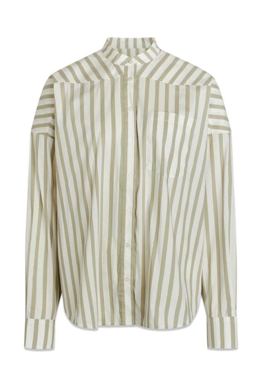 Mads Nørgaards Organic Poplin Frannie Shirt - Candy Stripe Elm/White Alyssum. Køb shirts her.
