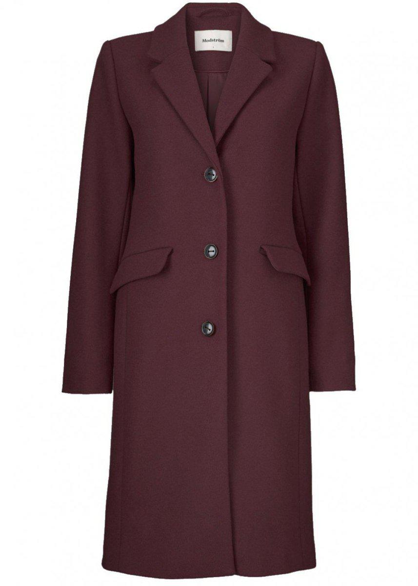 Modströms Pamela coat - Dark Ruby. Køb overtøj her.