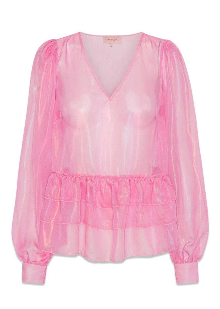 HUNKØN's Pearl Sheer Blouse - Rose. Køb blouses her.