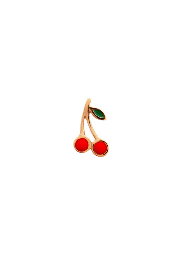 Stine A's Petit Cherry Earring enamel - Gold Red. Køb ringe||øreringe her.