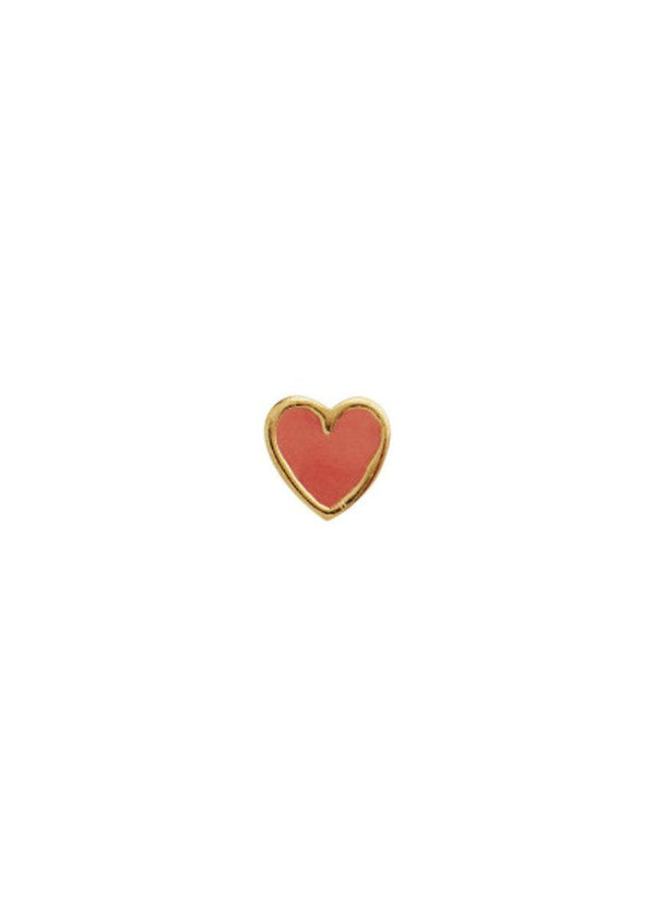 Stine A's Petit Love Heart Coral Enamel - Gold. Køb øreringe her.