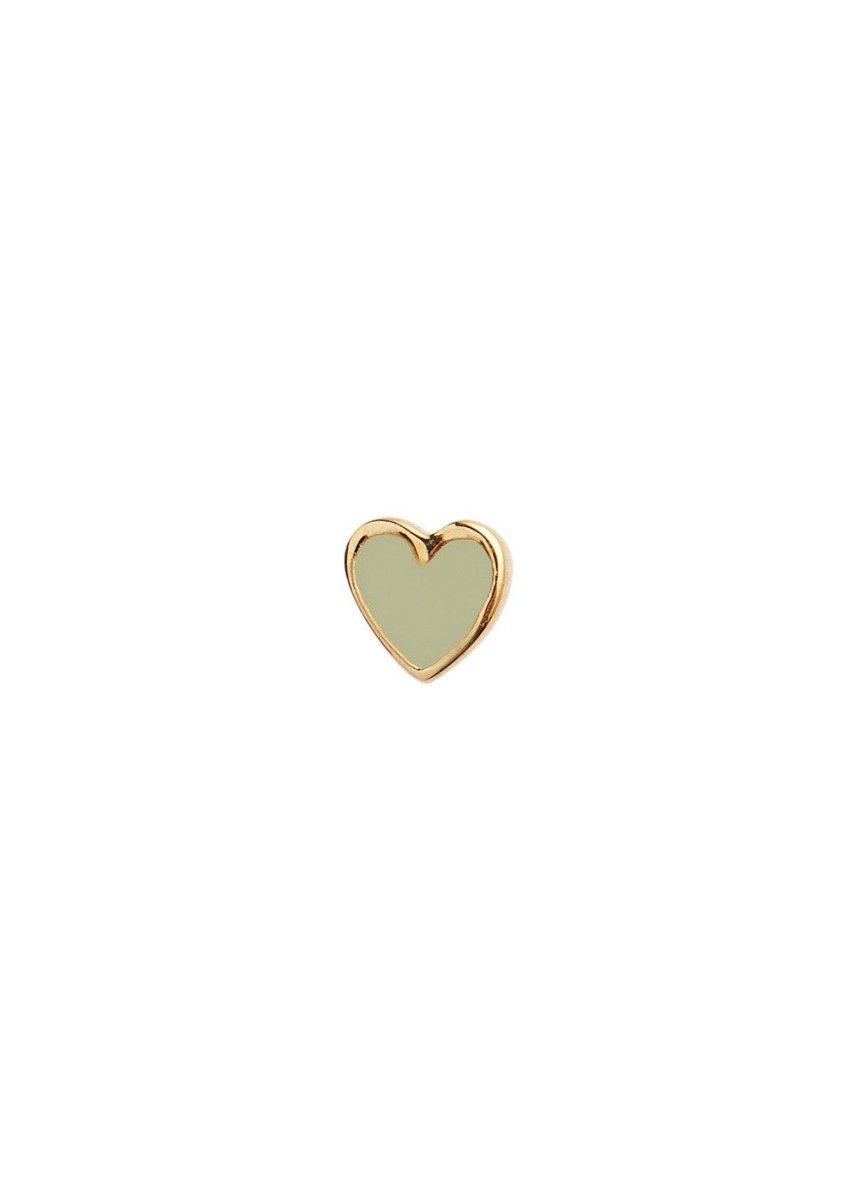 Stine A's Petit Love Heart Olive Green E - Gold. Køb øreringe her.