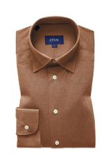 Etons Pique Button Under - Offwhite/Brown. Køb shirts her.