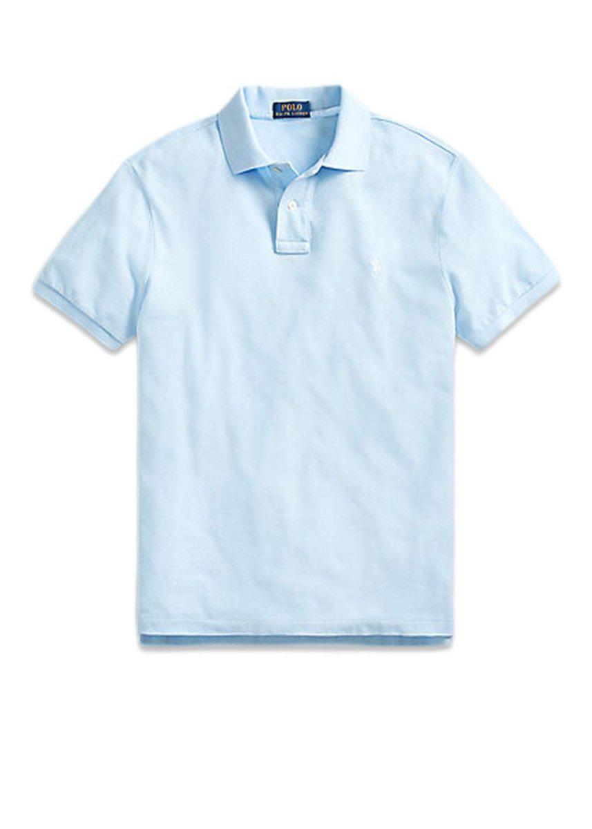 Ralph Laurens Polo Pique Custom Slim Fit - Light Blue. Køb t-shirts her.