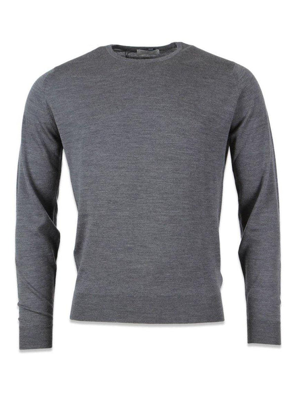 John Smedleys Pullover CN LS - Charcoal. Køb strik her.