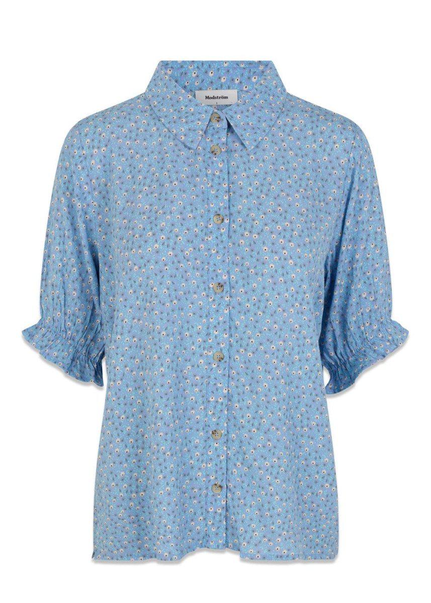 Modströms RavenMD print shirt - Blue Vintage Floral. Køb shirts her.