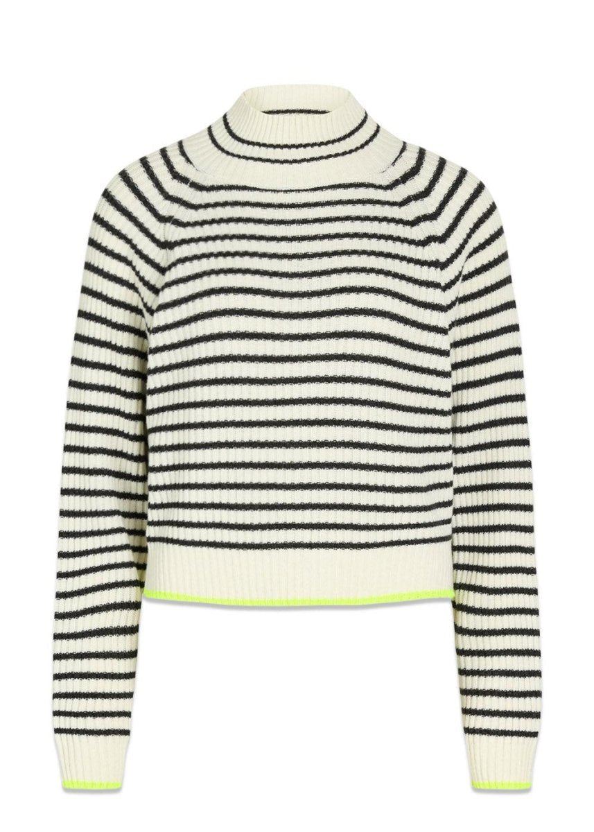 Mads Nørgaards Recycled Iceland Connick Sweater - Dark Grey Melange/Winter White. Køb strik her.