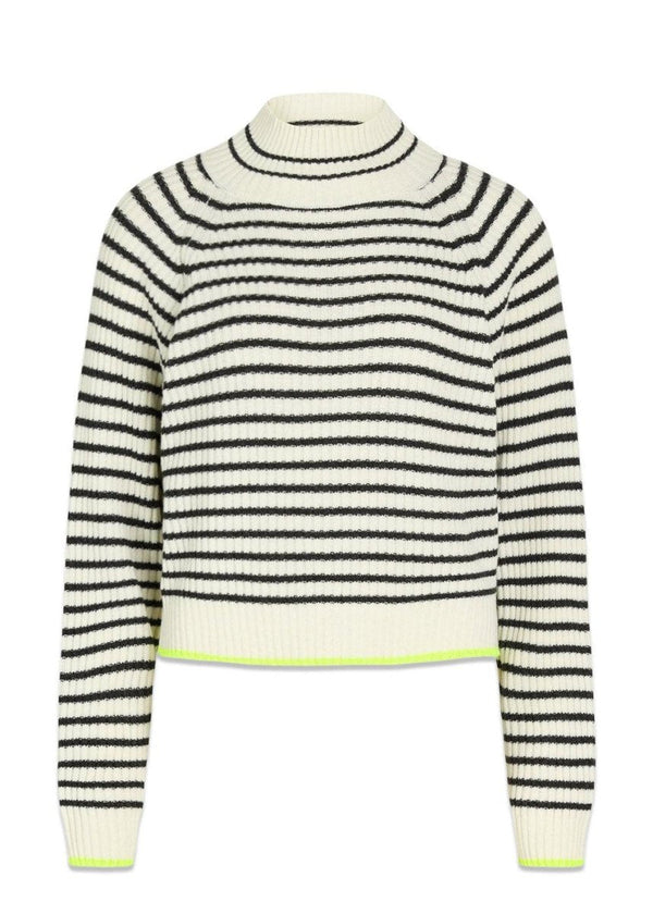 Mads Nørgaards Recycled Iceland Connick Sweater - Dark Grey Melange/Winter White. Køb strik her.