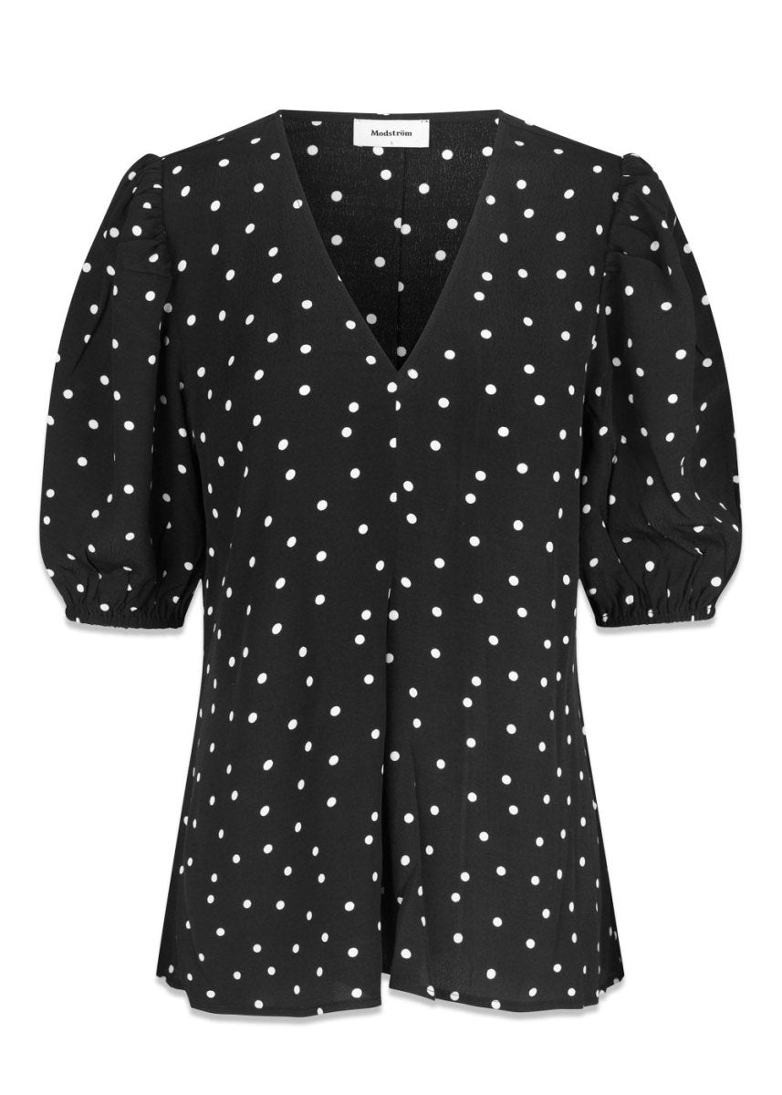 Modströms RidderMD print top - Black Polka Dot. Køb toppe her.