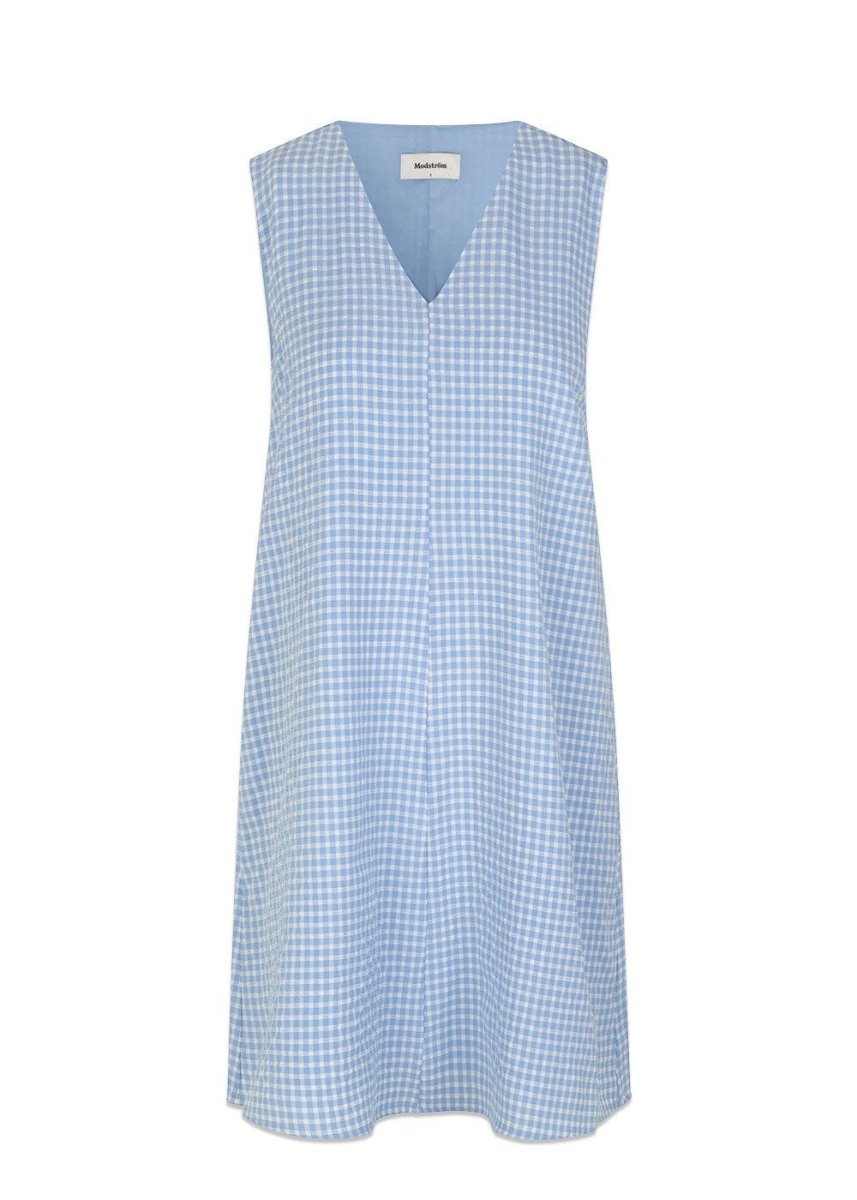Modströms RimmeMD dress - Light Blue Check. Køb kjoler her.