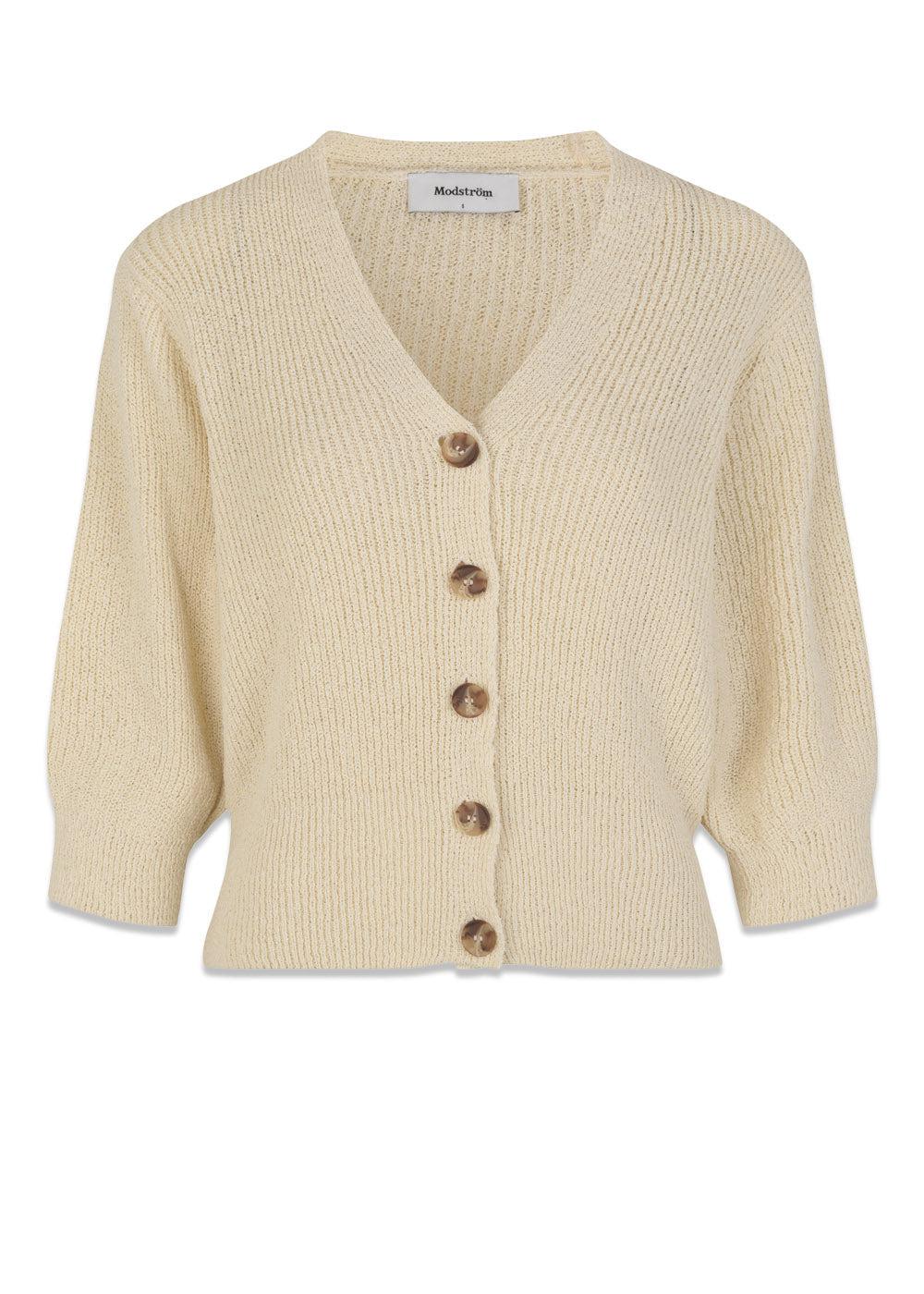 Modströms RuthMD cardigan - Summer Sand. Køb strik her.