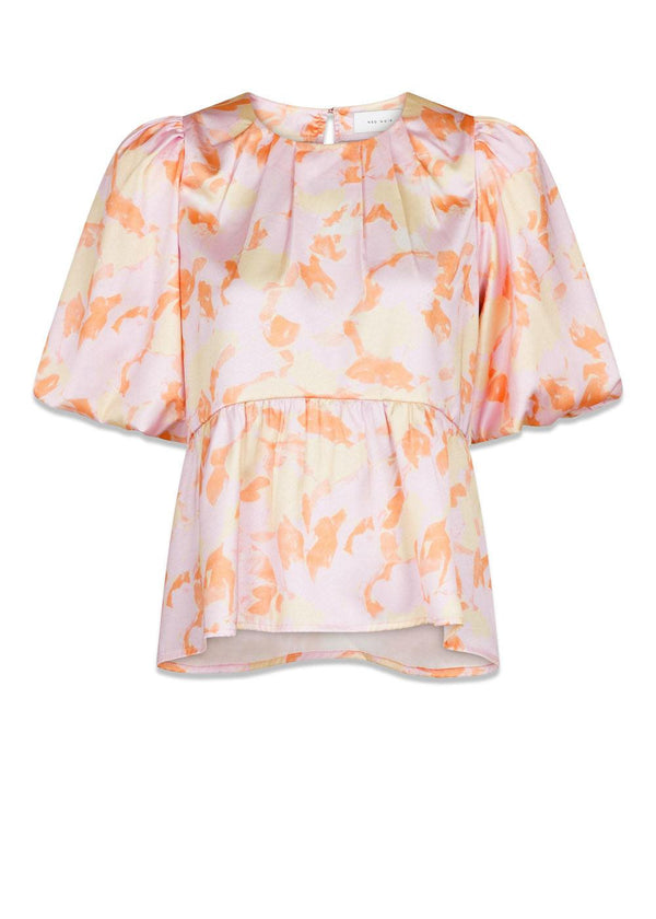 Neo Noirs Ruthie Flower Brush Blouse - Tangerine. Køb blouses her.