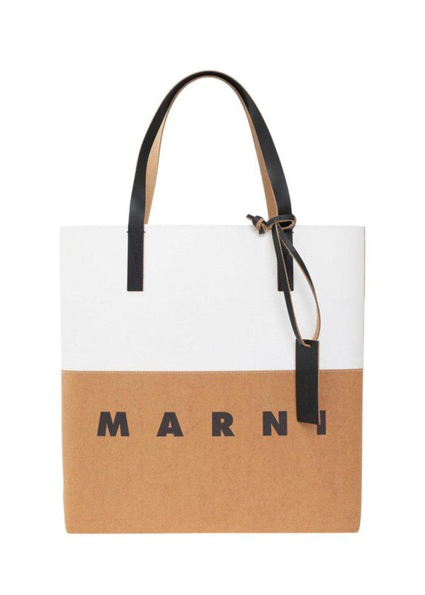 Marnis SHOPPING BAG - Sand Storm+Natural White+Black. Køb designertasker||skuldertasker her.