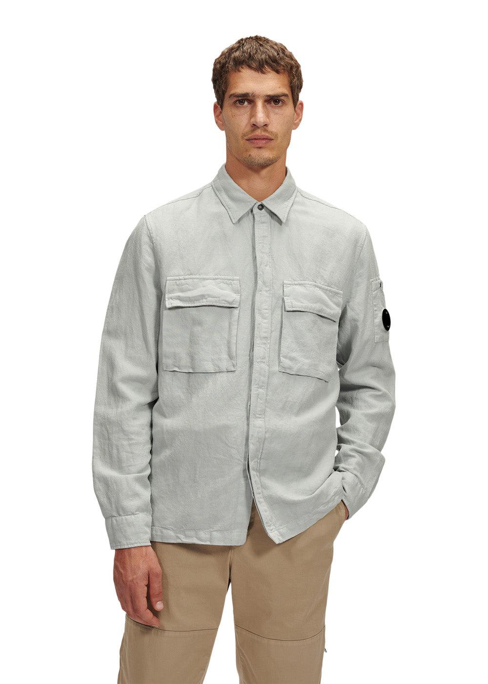 Shirts - Long Sleeve Broken Linen/Cotton - Harbor Mist