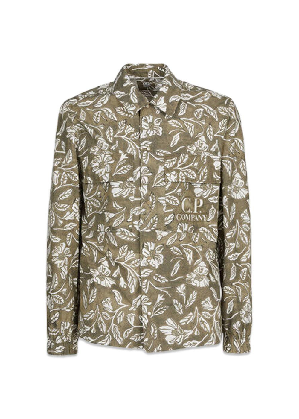 C.P. Companys Shirts - Long Sleeve Popeline Flower Stamp - Lead Grey. Køb shirts her.