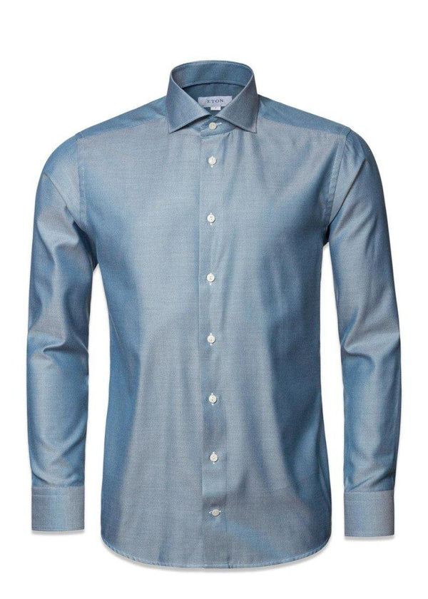 Etons Slim-Cotton Lyocell Stretch Shirt - Petrol Blue. Køb shirts her.