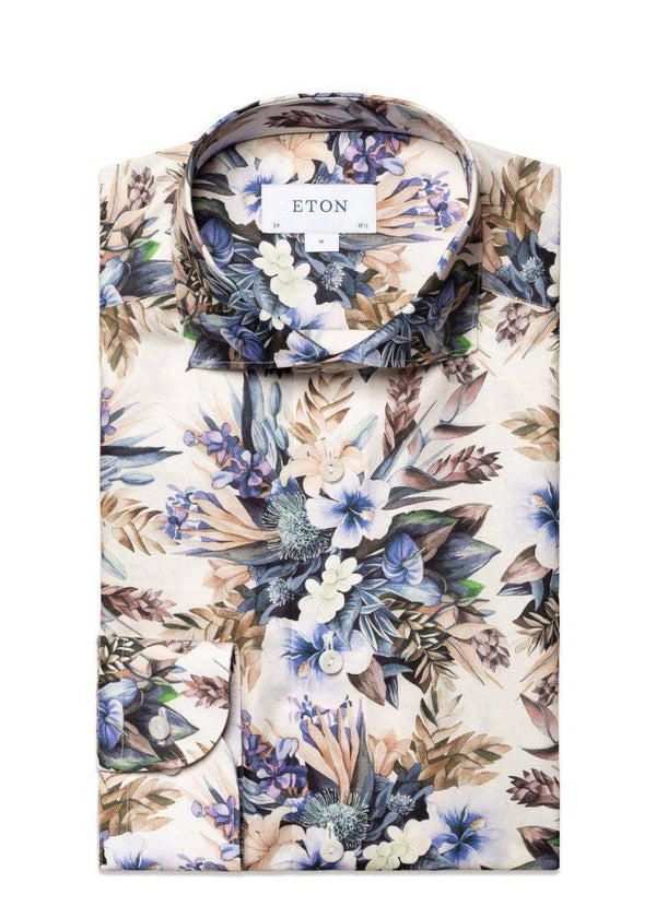 Etons Slim-Fine Twill Flower Print - Multi Print. Køb shirts her.