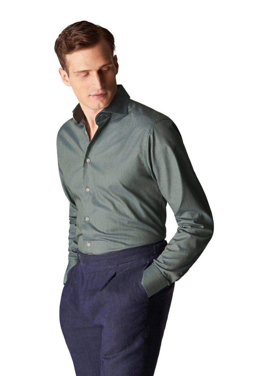 Slim-Fine Twill Melange - Dark Green Shirts83_100003203_DARKGREEN_387313582197888- Butler Loftet