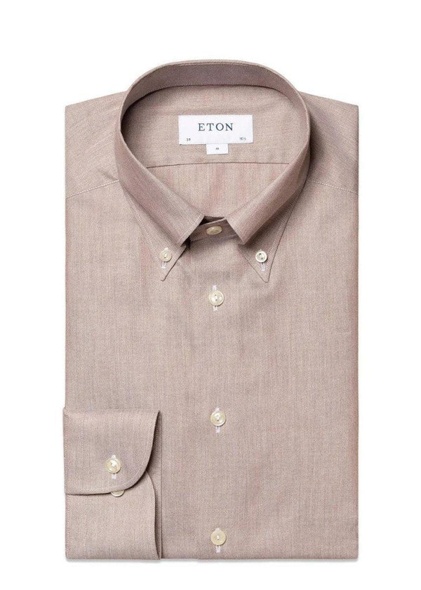 Etons Slim-Wrinkle Free Oxford - Brown. Køb shirts her.