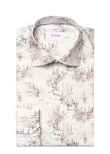 Etons Slim - nature print - Blue. Køb shirts her.