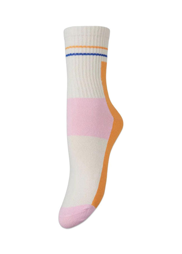 BeckSöndergaards Sporty Block sock - Apricot. Køb socks/stockings her.