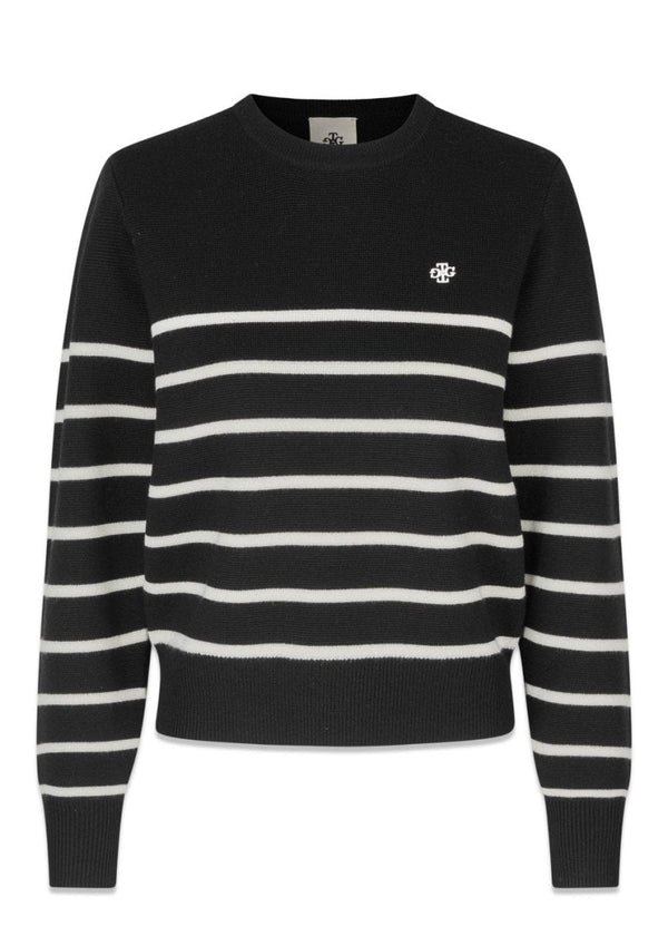 The Garments St Moritz Sweater - Black/Cream Stripes. Køb strik her.