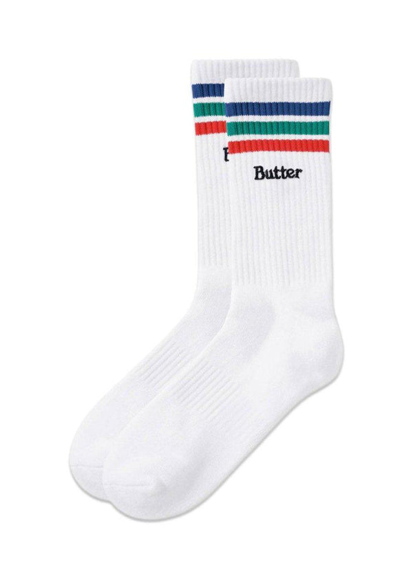 Butter Goods' Stripe socks - White. Køb accessories her.
