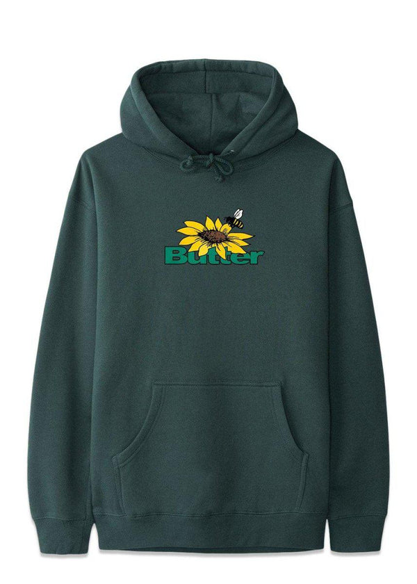 Butter Goods' Sunflower Logo Pullover Hood - Forest Green. Køb sweatshirts her.