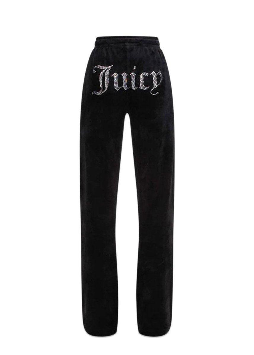 TINA VELOUR TRACK PANTS WITH DIAMANTE BRANDIN - Black Pants858_JCAPW045_BLACK_XXS5059439050198- Butler Loftet