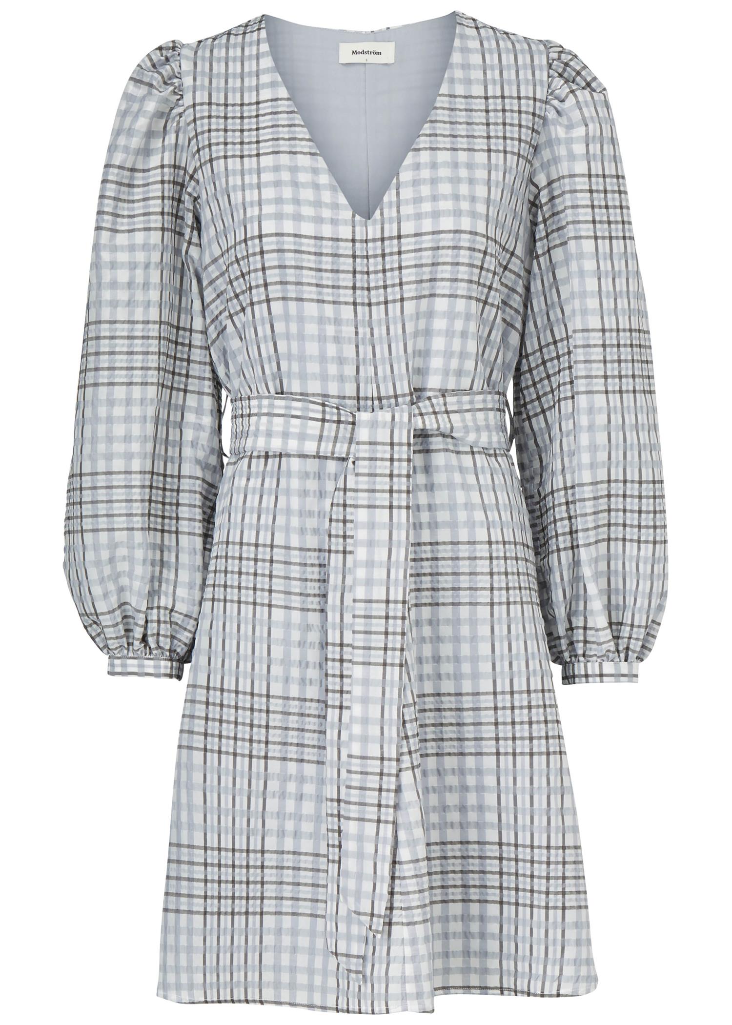 Modströms Taia dress - Pale Blue Check. Køb kjoler her.