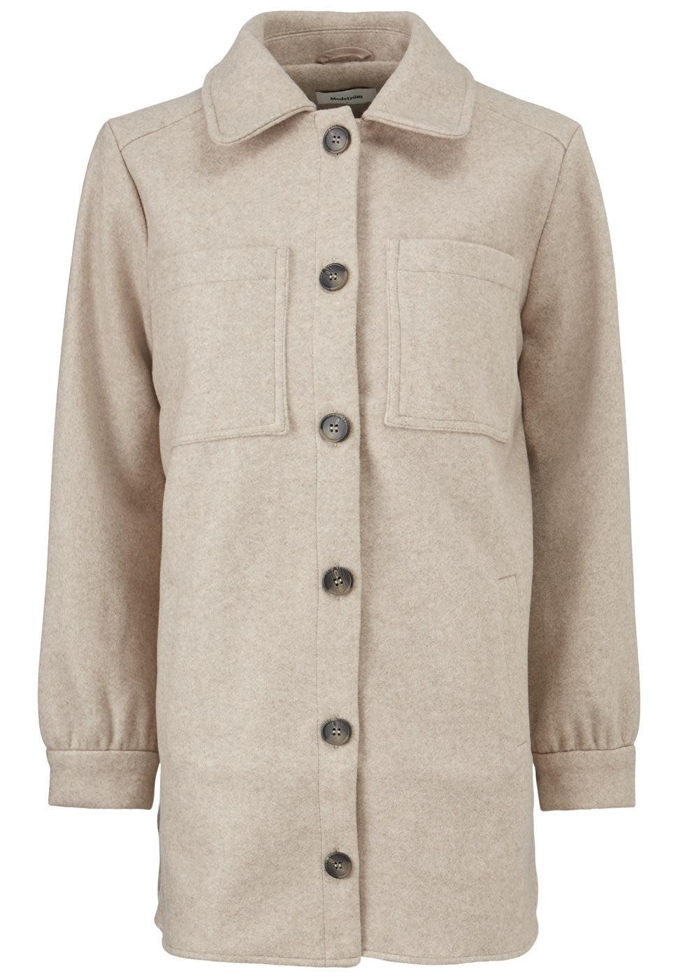 Modströms Tanja solid coatigan - Beige Melange. Køb frakker her.