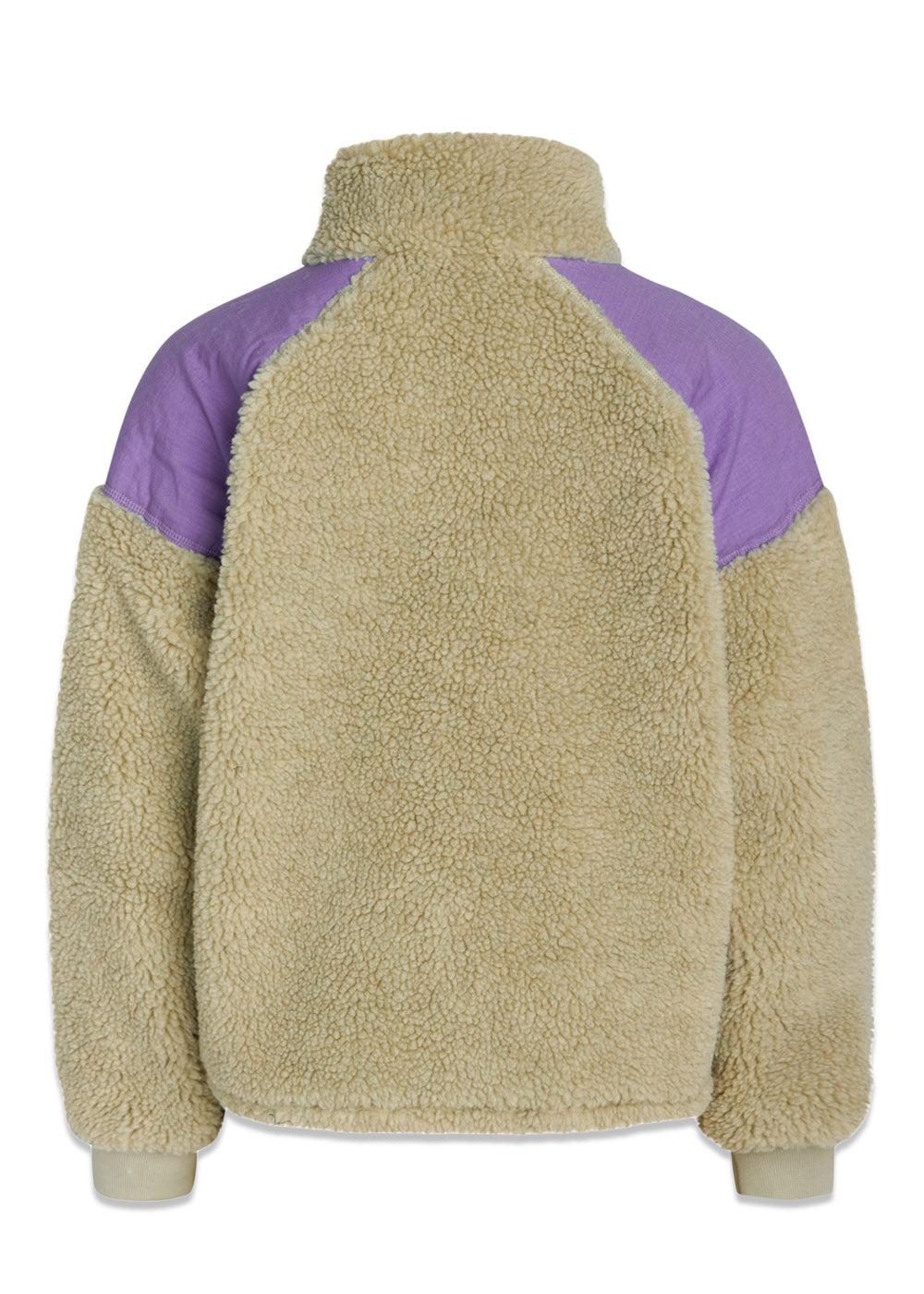 Teddy Mix Fuzzy Jacket - Fog Green/Paisley Purple