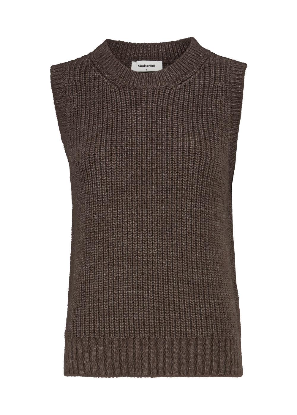 Modströms Timme vest - Brown Oak. Køb strik her.
