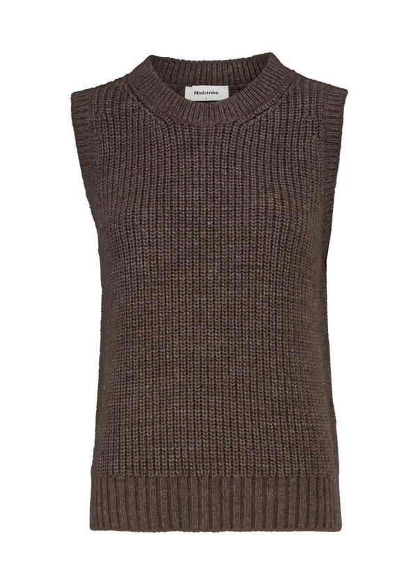 Modströms Timme vest - Brown Oak. Køb strik her.